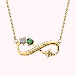 Personalisierte Herzschlag Halskette Unendlichkeit-Symbol mit Gravur und Geburtsstein Muttertag Geschenk für Damen