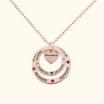 Personalised Heart Circle Hoop Birthstone Necklace with 1-7 Names Mother's Day Birthday Gift for Woman