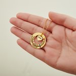 Personalised Heart Circle Hoop Birthstone Necklace with 1-7 Names Mother's Day Birthday Gift for Woman