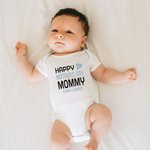 Personalized Happy First Mother’s Day 100% Cotton Onesie with Name Mother’s Day Baby Shower Gift for Babies