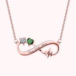 Personalisierte Herzschlag Halskette Unendlichkeit-Symbol mit Gravur und Geburtsstein Muttertag Geschenk für Damen