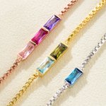 Personalizada 1-6 Baguette Birthstones Dainty Pulsera Cumpleaños Día de la Madre de regalo para las mujeres
