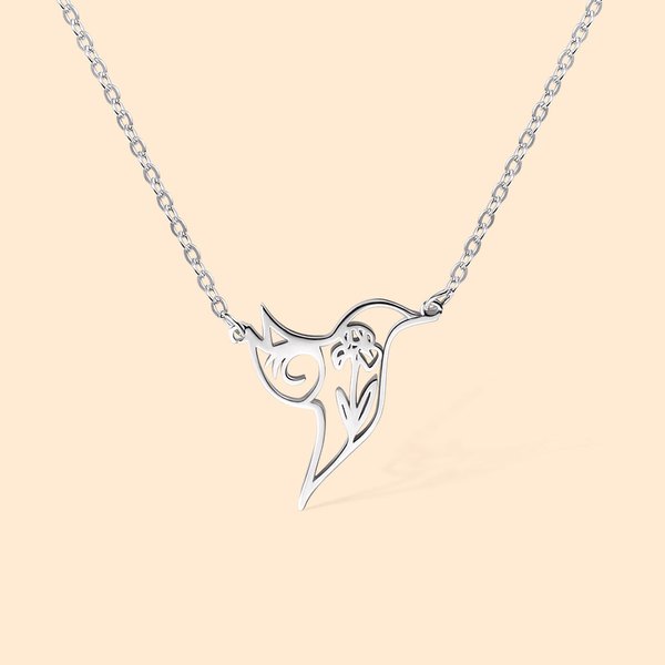 Collier colibri personnalisé avec fleur de naissance Anniversaire Fête des mères Cadeau de St Valentin pour femme