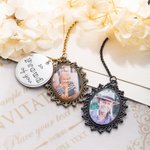 Personalized Graduation Cap Wedding Bouquet Photo Charm with Engraved Charm Graduation Wedding for Graduate Bride