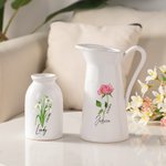 Personalized Watercolor Birth Flower Ceramic Vase with Text Home Decoration Birthday Mother's Day Gift for Women