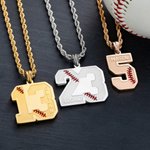 Personalized Baseball & Softball Stainless Steel Necklace with Engraved Number & Name Birthday Gift for Sport Lovers