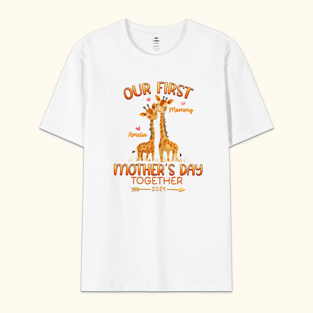 T-shirt Personnalisé avec Nom Mère et Enfant Vêtement Thème Our First Mother's Day Cadeau Fête des Mères Anniversaire pour Nouvelle Maman
