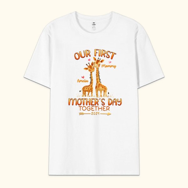 T-shirt Personnalisé avec Nom Mère et Enfant Vêtement Thème Our First Mother's Day Cadeau Fête des Mères Anniversaire pour Nouvelle Maman