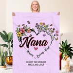 Personalisierte weiche Herz-Blumen-Design-Muster-Decke mit Text Geburtstag Muttertag Geschenk für Familie Freund