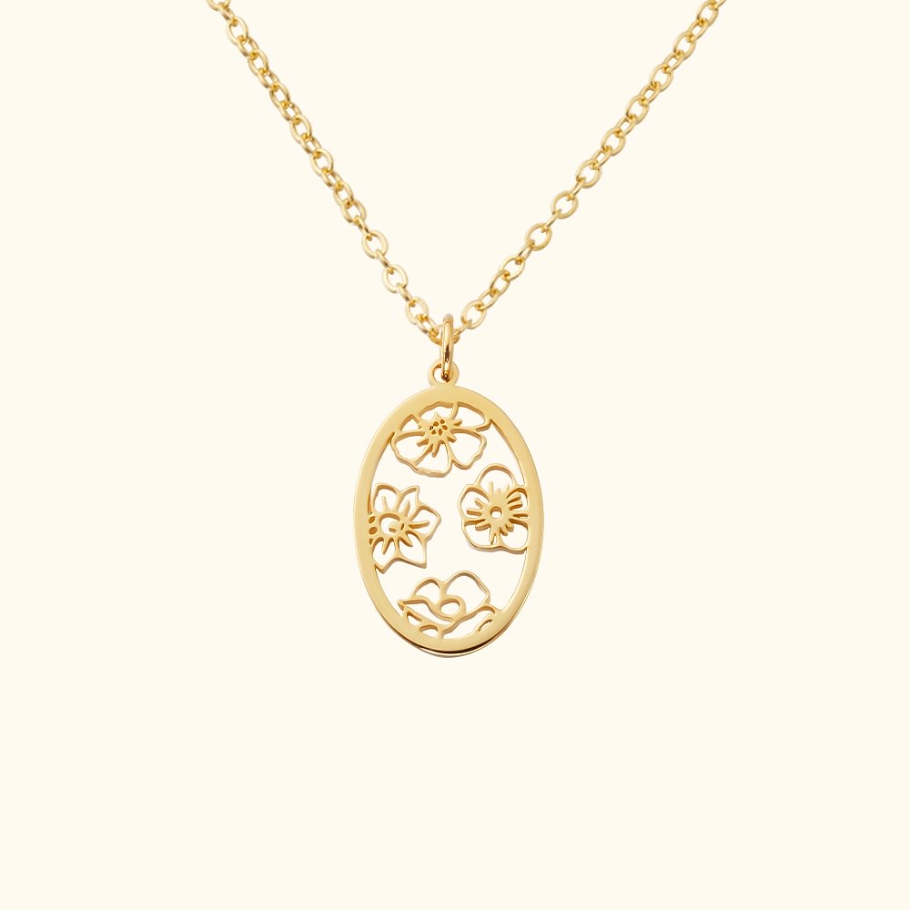 Collier en Argent Sterling Personnalisé avec Fleur de Naissance Évidée Cadeau Fête Anniversaire pour Femme