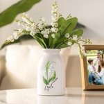 Personalized Watercolor Birth Flower Ceramic Vase with Text Home Decoration Birthday Mother's Day Gift for Women
