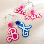 Personalized Doll Inspired 3D Acrylic Tote Bag Tag with Name or Letter Birthday Beach Party Gift for Her