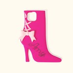 Moda personalizzata stile font curvo 3D scarpa con tacco alto Custodia per iPhone con nome Regalo di compleanno divertente per gli amici