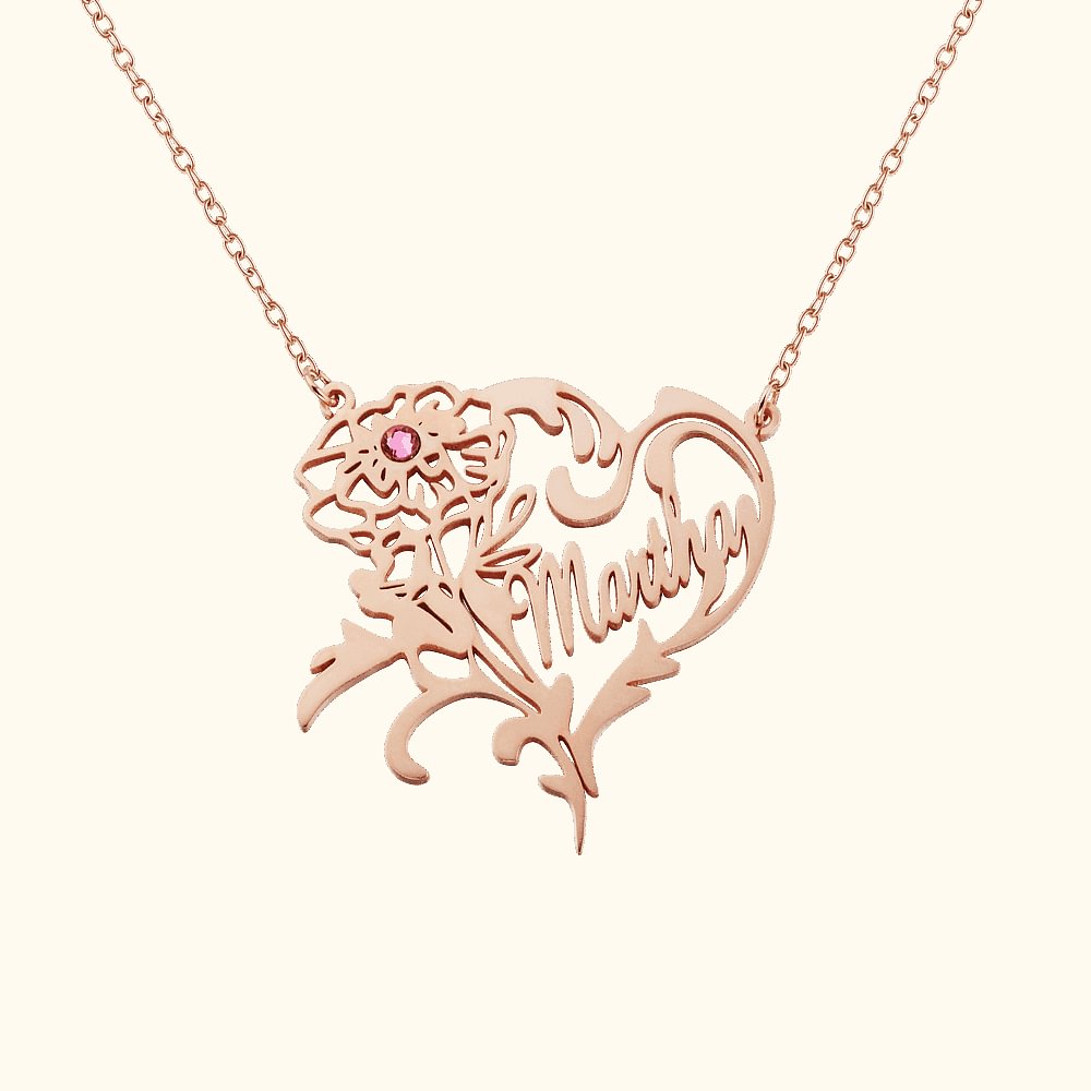 Collier de fleurs de naissance personnalisées avec nom Cadeau de fête des mères Cadeau d'anniversaire pour la Saint-Valentin