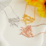 Personalized Birth Flower Birthstone Heart Necklace with Name Mother's Day Valentine Anniversary Gift for Her