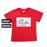 Personalisierte Handschrift Praxis Blattmuster 100% Baumwolle Kind T-Shirt mit Namen und Alphabet Buchstaben zurück zu Schule Kindergarten Geschenk fü