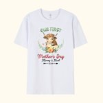 T-shirt Personnalisé avec Texte et Motif Animal Thème Our First Mother's Day Cadeau Fête des Mères Anniversaire pour Nouvelle Maman