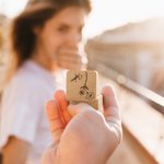 Personalized Wooden Engraved Birth Flower Ring Box with Double Slot and Name Wedding Engagement Proposal Gift for Couple