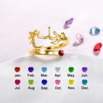Bague Ouverte Personnalisée avec Pierre de Naissance et Nom Arabe Anneau Style Islamique Cadeau Anniversaire pour Femme