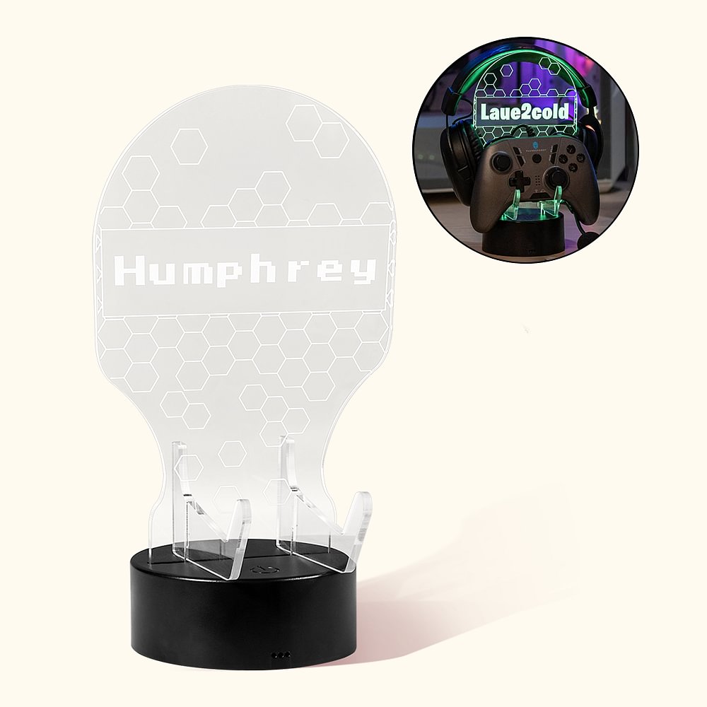 Support de Manette de Jeu Personnalisé avec Nom Accessoire de Bureau en Acrylique avec 12 Modes d'Éclairage pour Contrôleur de Jeu