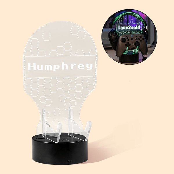 Personalisierte LED-Controller und Kopfhörer Acryl Schreibtischständer mit 12 Lichtmodi Schalter Gaming Zimmer Zubehör Geschenk für Game-Liebhaber