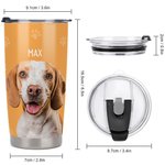 Personalized Paw Bone Heart Pet Portrait Stainless Steel 20oz Tumbler with Name Birthday Anniversary Gift for Pet Lover