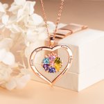 Collar personalizado de plata de ley en forma de corazón con 1-8 nombres grabados Regalo para ella el Día de la Madre