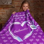 Personalisierte Familie Decke in Form von Farbverlauf-Handabdruck Liebe Herz 1-13 Namen Mehrfarben Geschenk für Oma Mutter zum Weihnachten Muttertag