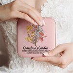 Estuche de joyería de piel con nombre Personalizado Acuarela Ramo de flores de nacimiento Día de la Madre Regalo de cumpleaños para mujer