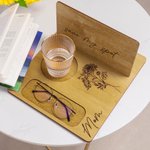 Support de Livre en Bois Personnalisé avec Fleur de Naissance et Nom Gravés Porte-Lunettes Cadeau Anniversaire Noël pour Amoureux de Lecture
