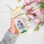 Personalisierte Aquarell Geburt Blume alles Gute zum Geburtstag 20oz mattiertes Glas Becher mit Deckel und Stroh Geburtstag Geschenk für Frauen