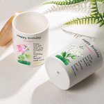 Personalised Watercolor Birth Flower Blessing Names Ceramic Plant Pot with Bamboo Base Mother's Day Birthday Gift for Woman
