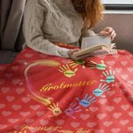 Personalisierte Familie Decke in Form von Farbverlauf-Handabdruck Liebe Herz 1-13 Namen Mehrfarben Geschenk für Oma Mutter zum Weihnachten Muttertag