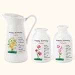 Vase en Céramique Personnalisé avec Nom Motif Fleur Décoration de la Maison Cadeau Fête Anniversaire pour Femme