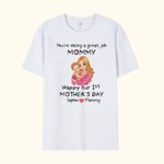 T-Shirt 100% Coton Peronnalisé avec Dessin Nom Date Bébé et Maman Cadeau pour Nouvelle Maman Nouveau-né