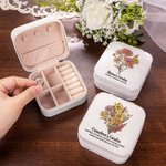 Estuche de joyería de piel con nombre Personalizado Acuarela Ramo de flores de nacimiento Día de la Madre Regalo de cumpleaños para mujer