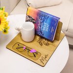 Support de Livre en Bois Personnalisé avec Fleur de Naissance et Nom Gravés Porte-Lunettes Cadeau Anniversaire Noël pour Amoureux de Lecture