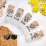 Personalized 20oz Vintage Watercolor Birth Flower 1-12 Names Glass Bottle with Bamboo Lid and Straw Mother’s Gift For Mom and Grandma