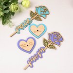 Personalizzato 3D Standable Base di legno a forma di cuore di rosa con testo inciso Decorazione da scrivania Regalo per la festa della mamma