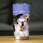 Personalized Paw Bone Heart Pet Portrait Stainless Steel 20oz Tumbler with Name Birthday Anniversary Gift for Pet Lover