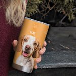 Personalized Paw Bone Heart Pet Portrait Stainless Steel 20oz Tumbler with Name Birthday Anniversary Gift for Pet Lover