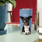 Personalized Paw Bone Heart Pet Portrait Stainless Steel 20oz Tumbler with Name Birthday Anniversary Gift for Pet Lover
