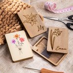 Personalizado Nacimiento Flor de madera magnética caja de agujas con nombre Cumpleaños Día de la Madre de regalo para los amantes de la costura