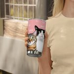 Personalized Paw Bone Heart Pet Portrait Stainless Steel 20oz Tumbler with Name Birthday Anniversary Gift for Pet Lover