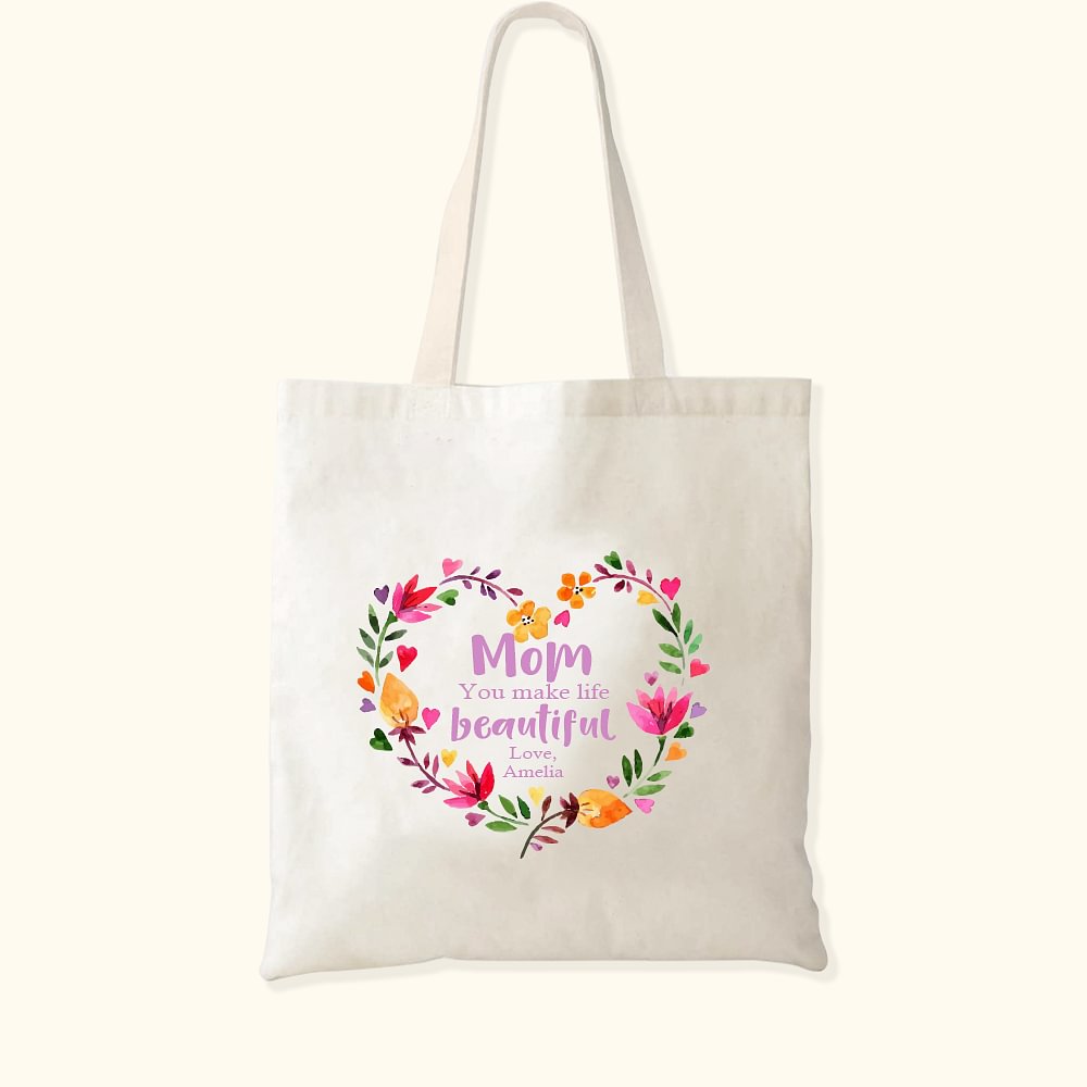 Sac en toile avec nom pour la fête des mères Cadeau de fête des mères pour maman grand-mère