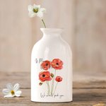 Personalized Watercolor Poppy Flower Ceramic Vase Vintage Home Decoration Mother's Day Birthday Gift for Mom Grandma