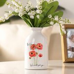 Personalized Watercolor Poppy Flower Ceramic Vase Vintage Home Decoration Mother's Day Birthday Gift for Mom Grandma