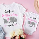 Personalized First Mother's Day Together 100% Cotton T-shirt with Names Mother's Day Gift for New Mom