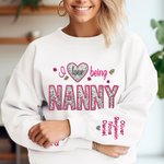 Personalizado colorido bordado de lentejuelas amor camiseta sudadera con nombres de cumpleaños Día de la Madre de regalo para la abuela mamá