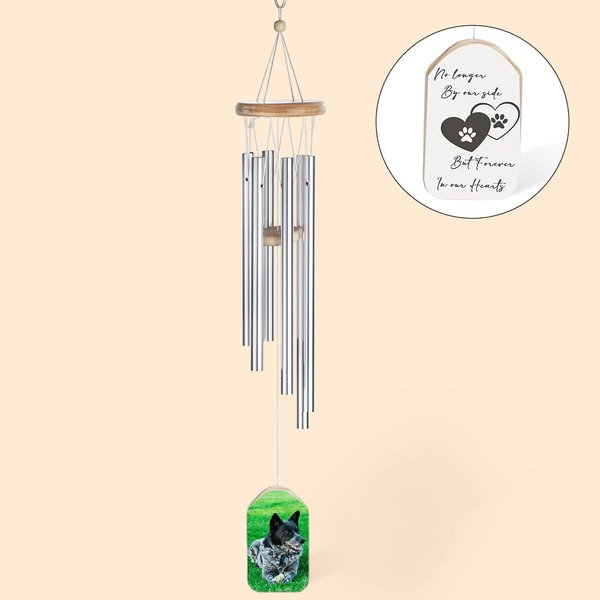 Carillon à vent personnalisé avec photo d'animal de compagnie et texte Décoration d'intérieur Anniversaire Sympathie Cadeau commémoratif pour l'amoure